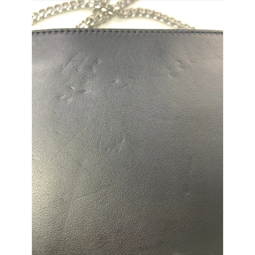 Loeffler Randall Leather Silver Chain Clutch Crossbody Handbag NWT $395 AS IS